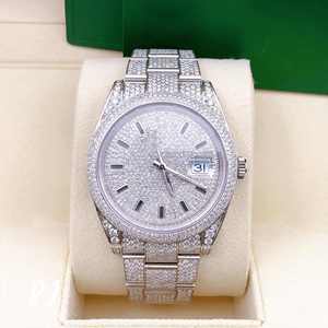 นาฬิกาข้อมือสแตนเลสสตีลทรงสี่เหลี่ยมจัตุรัส ระบบกลไก งานแฮนด์เมด หรูหรา ประดับเพชรโมอิสซาไนต์ VVS ระดับพรีเมียม สายแบบฮิปฮอป ขนาด 25 มม. กระจก - Product Image 1