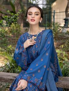 ชุดเดรสพิมพ์ลายคอปักลายสำหรับผู้หญิงคอลเลคชั่นฤดูร้อนจากนักออกแบบ Salwar Kameez แบบอินเดียคอลเลกชันคุณภาพสูง - Product Image 4