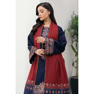 Ensemble de costume Dhanak brodé 3 pièces pour femmes JAZMIN avec châle imprimé Courtrai et pantalon - BIC-4301 - Product Image 2