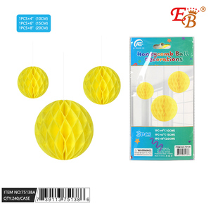 Giallo decorazioni murali a nido d'ape 3 pezzi (4 \ "6 \" 8 \ ") 240 pz/CS per natale e Diwali - Product Image 1