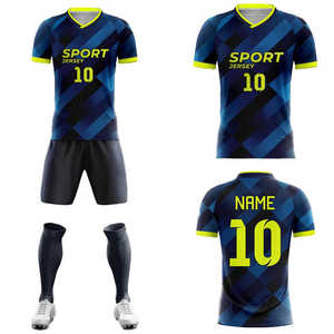 Conjunto de Uniforme de Fútbol Personalizado por Sublimación, Transpirable, de Secado Rápido, Unisex para Adultos, con Pantalones Cortos, Cuello Redondo, Impresión de Nombre del Equipo - Product Image 2
