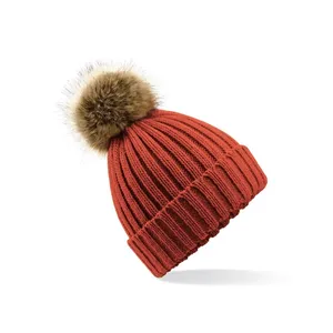 Customizable Chunky <b>Beanie</b> <b>with</b> Fur <b>Pom</b> <b>Pom</b> for Promotional Merchandising - Product Image 4