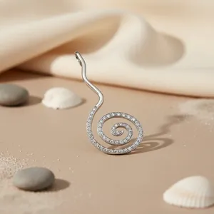 Pendentif Charme Spirale en Cristal Argenté pour Femme, Idéal pour un Cadeau - Product Image 2