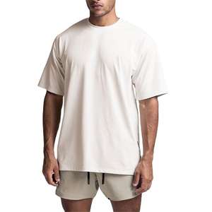 Personalizado de los hombres de talla grande de manga corta gráfico Camisetas Regular Fit Drop Shoulder O-cuello sólido de verano al aire libre de punto deportivo - Product Image 4