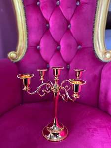 Centres de table pour mariages, chandelier en métal de décoration, chandelier conique, bougeoir de luxe en or - Product Image 6