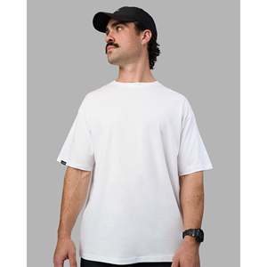 T-shirt en coton premium surdimensionné - Blanc 240 GSM Teinture unie - Product Image 3