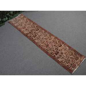 Alfombra Turca de 1.1x5.2 pies, Alfombra Vintage, Alfombra Persa de Lana Marrón - Product Image 1