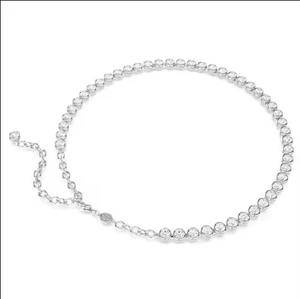 Collection de colliers de tennis classiques Cristaux blancs Plaqué argent Bijoux de conception de lunette gonflée pour le glamour de tous les jours - Product Image 6