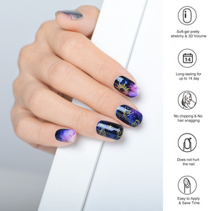 Envolturas de <span class=keywords><strong>uñas</strong></span> de gel semicuradas con purpurina Galaxy personalizadas al por mayor, 20 piezas | Lámpara UV con efecto 3D que se endurece, resistente al agua y de larga duración - Product Image 2