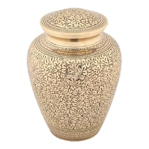 Urnes funéraires pour adultes en laiton de haute qualité avec gravure complète urnes funéraires en métal fini or et noir pour cendres humaines - Product Image 1