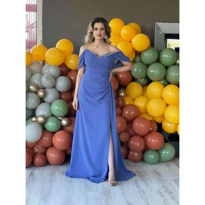 Stars Women's Boat Neck Low Sleeve Front Draped Slit Side Cape Crepe Fishtail Evening Dress 5044