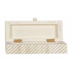Bone Wood <b>Decorative</b> <b>Storage</b> <b>Box</b> White HandCarved Popular Orgainser Stripes USA Based Interior Design in India by Lametierartz - Product Image 3