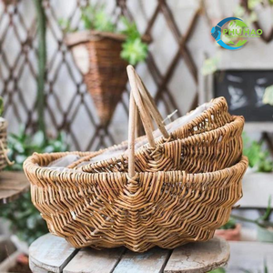 Cesta de mimbre natural hecha a mano para picnic, cesta de flores, cesta de almacenamiento de Vietnam, perfecta para eventos y decoración del hogar - Product Image 3