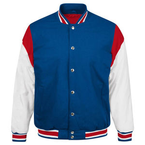 Veste de style universitaire tricolore pour homme Bleu royal Rouge et blanc Manches contrastées Boutons pression Mode streetwear urbaine Vêtements d'extérieur - Product Image 2