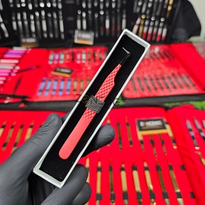 Meilleure vente d'extensions de cils pince à épiler à pointe en fibre acier durable rouge brillant enduit de poudre par Zonedge - Product Image 5