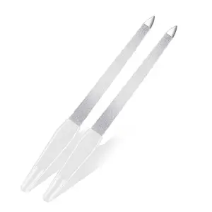 Профессиональные пилки для ногтей из нержавеющей стали с пластиковой ручкой, металлический двухсторонний сапфир, Маникюр для ухода за ногтями