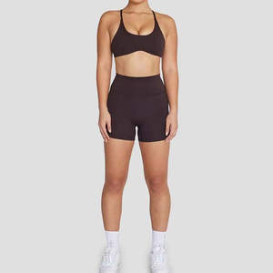 Sujetador deportivo Kivotech de alta calidad personalizado elástico sin costuras para mujer y conjunto de Yoga corto ropa deportiva Premium - Product Image 4