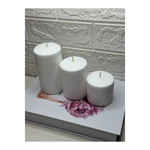 Set di candele a cilindro di colore bianco di 3 dimensioni 6,9,12 Cm - Product Image 4