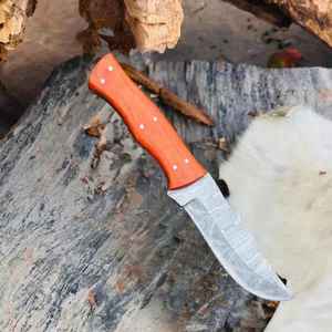 Handmade Damascus <b>Steel</b> Hunting Knife 1095 15N20 Full Tang Fixed Blade OEM Customizable Outdoor Camping Survival with Sheath - Product Image 5
