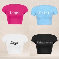T-shirt personnalisé en coton pour femme, coupe courte décontractée, manches courtes, couleur unie, collection été 2026