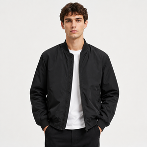 Veste bomber à capuche pour homme, noire, épaisse, écologique, imperméable, coupe-vent, avec doublure matelassée réversible pour l'automne/l'hiver - Product Image 1
