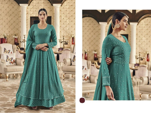 Heavy Faux Georgette Traje de seda con bordado y trabajo de secuencia para la venta en línea - Product Image 3