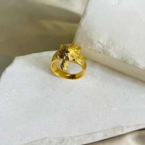 Anillo de tortuga de Latón chapado en oro para mujer, anillo de Animal ajustable, declaración hecha a mano, joyería de océano inspirada en la naturaleza, venta al por mayor - Product Image 5