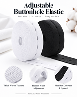 Bande élastique noire et blanche à boutonnière, épaisse et réglable, pour pantalons d'enfants, accessoires vestimentaires
