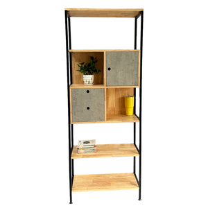 KS68170 Living Room Decorative Shelf with Drawers Rubber Wood and Iron Frame Standing Type Installation - Product Image 3