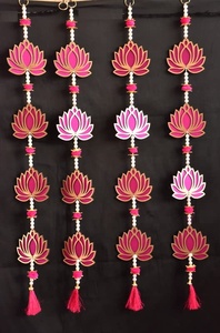 Lotus Pom Pom chuông Garland ganpati, navratri Backdrop chuỗi trang trí đám cưới treo tường Diwali Vòng hoa trang trí tân gia - Product Image 2
