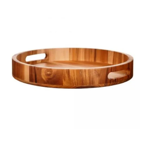 Bandeja redonda decorativa de madera para mesa, bandeja de madera para servir comida, fabricada y exportada por el proveedor - Product Image 2