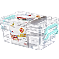 Ensemble de 2 boîtes de rangement modernes pour cuisine en plastique PP de 4,4 L, avec couvercles verrouillables, empilables, hermétiques, transparentes, pour le stockage des aliments