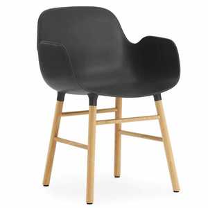 Chaise en plastique de design scandinave BFG031 avec accoudoirs et pieds en chêne - Product Image 6