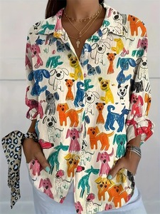 Camisa de manga larga para mujer de primavera y otoño blusa estampada a rayas en blanco y negro blusa suelta informal de moda camisa de oficina fina - Product Image 3