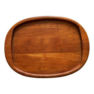Plateau de service en bois de manguier sculpté à la main avec poignées, plateau de petit-déjeuner décoratif, plateau rectangulaire en bois brun antique, vaisselle de cuisine - Product Image 3