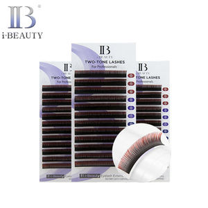 i-BEAUTY <b>Eyelash</b> <b>Extension</b> - Ib Premium Two Tone Color <b>Eyelashes</b> (Red) Individual Lash Korea I-BEAUTY High Quality Hand Made - Product Image 1