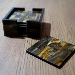 Sous-verres de table en corne de buffle naturelle, faits à la main, accessoires rustiques pour boissons, haute qualité - Product Image 3