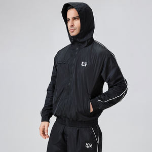 Hommes nouvelle mode Baggy fermeture éclair coupe-vent survêtement ensemble 100% coton hiver Nylon Polyester veste Shorts coupe-vent veste - Product Image 3