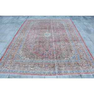 พรมตุรกีวินเทจขนาดใหญ่พิเศษ 9.5x11.8 ฟุต สีแดงน้ำเงิน พรมขนสัตว์สไตล์ตะวันตกเฉียงใต้ - Product Image 1