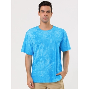 เสื้อยืดมัดย้อมแฟชั่นผู้ชายลายทึบพิมพ์โลโก้แบบกำหนดเองวัสดุโพลีเอสเตอร์/ ผ้าฝ้ายถักขายส่ง - Product Image 4