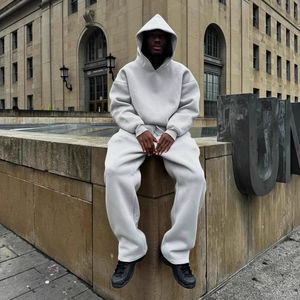 OEM Custom Streetwear <b>Plain</b> <b>Tracksuits</b> for Men Men's 2pc Blank <b>Tracksuit</b> Hoodie and Jogger Set - Product Image 6