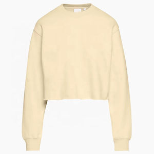 Sudadera con Capucha de Color Sólido de Primera Calidad Personalizada para Mujer, Sudadera Corta con Dobladillo sin Rematar, Conjunto de Sudadera 100% Algodón Ecológico - Product Image 6