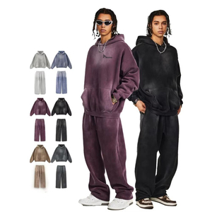 Top Premium Unisex Hooded <b>Joggers</b> Sweat Suits Set Printed Sun Faded <b>Oversized</b> Style Cotton Fleece Winter Acid Washed Tracksuits - Product Image 6