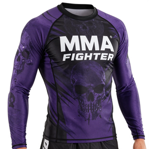 เสื้อรัดกล้ามเนื้อ MMA BJJ พิมพ์ลายตามสั่ง ขายดี ออกแบบโลโก้ของคุณเอง ผ้าสแปนเด็กซ์ โพลีเอสเตอร์ แห้งเร็ว แขนยาวเต็มตัว - Product Image 3