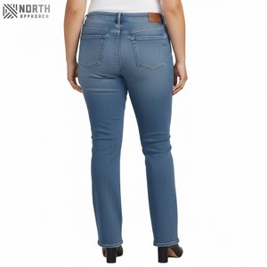 Pantalón de algodón hasta el tobillo de alta calidad para mujer, pantalones vaqueros informales transpirables para mujer, hermosos botones plateados bordados lavados - Product Image 2