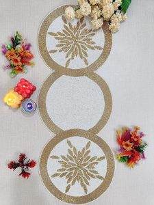Christmas Decorative and Leaves Design Beaded <b>Runner</b> Placemat <b>Dining</b> <b>Table</b> Fancy Mat Handmade Decorative <b>Runners</b> for Wedding - Product Image 5