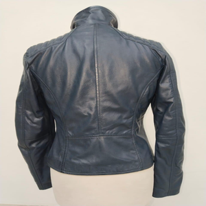 แจ็กเก็ตยาวสำหรับผู้หญิงทำจากหนังวัวแท้แบบดึงขึ้นเพื่อใช้ในชีวิตประจำวัน - Product Image 4