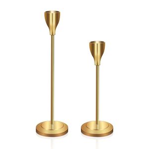 Candelero dorado romántico moderno de lujo, candelabro cónico LARGO DE Metal de latón con el mejor acabado para el hogar, boda, empaquetado en caja - Product Image 1