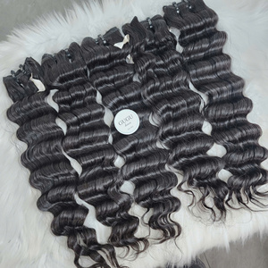 Lot de cheveux ondulés profonds à prix de gros pour femmes, cheveux humains vierges vietnamiens, texture lisse et brillante, dentelle transparente - Product Image 3