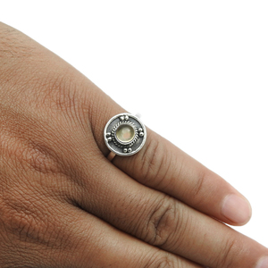 ส่วนบุคคลชิ้นเงิน 925 เงินสเตอร์ลิงออกซิไดซ์สีเหลือง Citrine อัญมณีทรงกลมแหวนชาติพันธุ์สําหรับเครื่องประดับทําด้วยมือของเธอ - Product Image 3